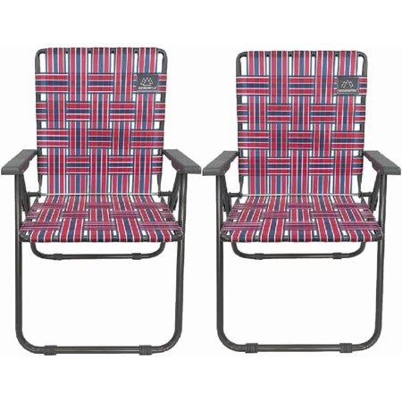 Retro Webbed Camping Chair - Lightweight, Foldable, Durable Steel Frame, 300lb Capacity, Vintage Red/Blue Stripes by Caddis Sports (2)