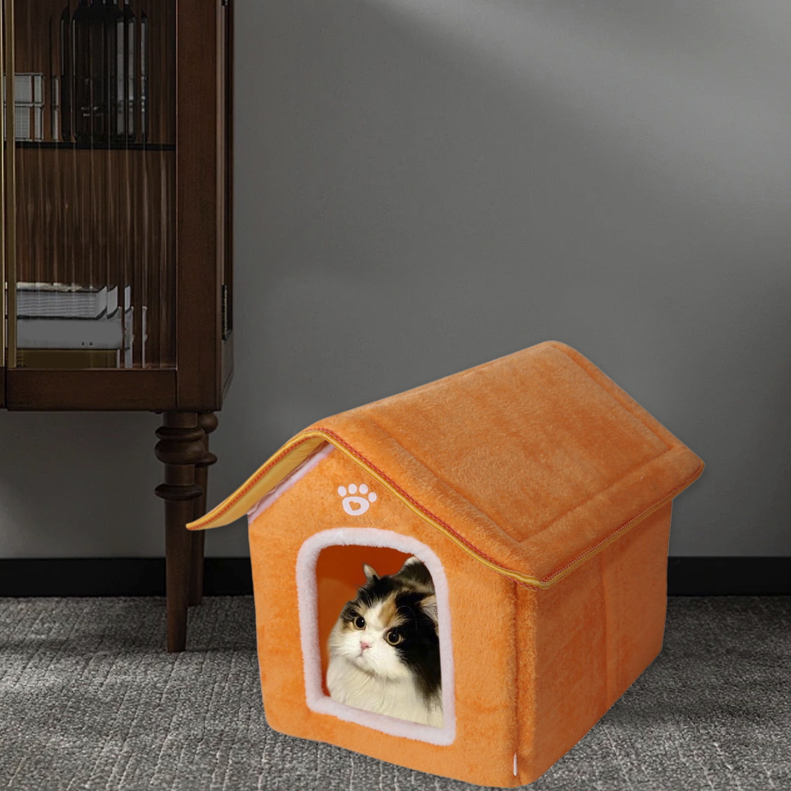 Vggrvlo Cat Bed for Indoor Cats Brown Large Cat Bed Cave Soft Kitten beds for Multi Small Pet 12"x13"