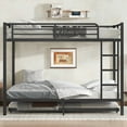 thumbnail image 2 of Full over Full Metal Bunk Bed with Twin Size Trundle, Black, 2 of 18