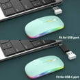thumbnail image 6 of LED Wireless Mouse, Rechargeable Slim Silent Mouse 2.4G Portable Mobile Optical Office Mouse with USB & Type-c Receiver, 3 Adjustable DPI for Notebook, PC, Laptop, Computer, Desktop (Mint Green), 6 of 7