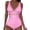 Swimwear-790Pink, variant on Swimsuits for Women Plunge V Neck Top Ruched High Cut Bottom One Piece Bathing Suits Smooth Fabric Solid Pattern Mesh Panel Detail Tummy Control Pool