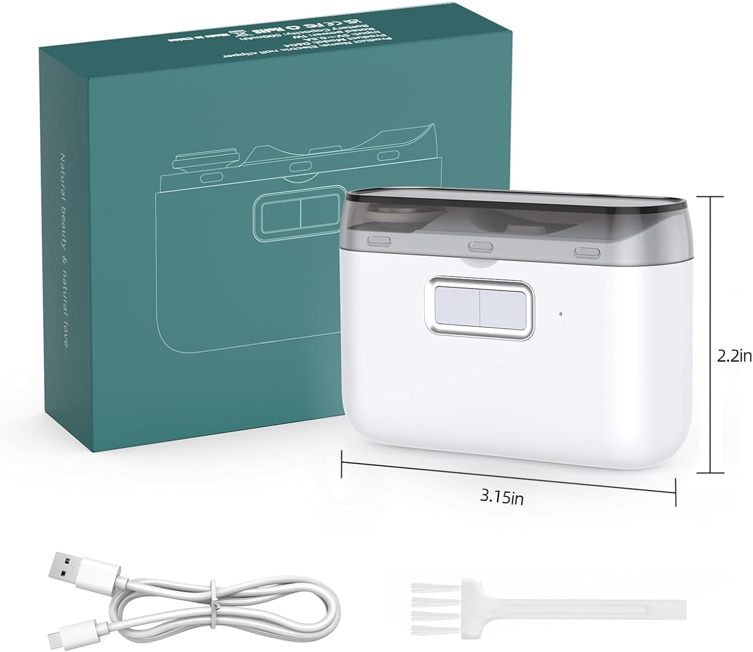 ABPETE Electric Nail Clipper, 2-in-1 Cutting and Polishing Automatic Nail Clipper, Two Speed Auto Nail Clipper for Babies, Electric Nail Clippers for Kids, Adults, Elderly, White
