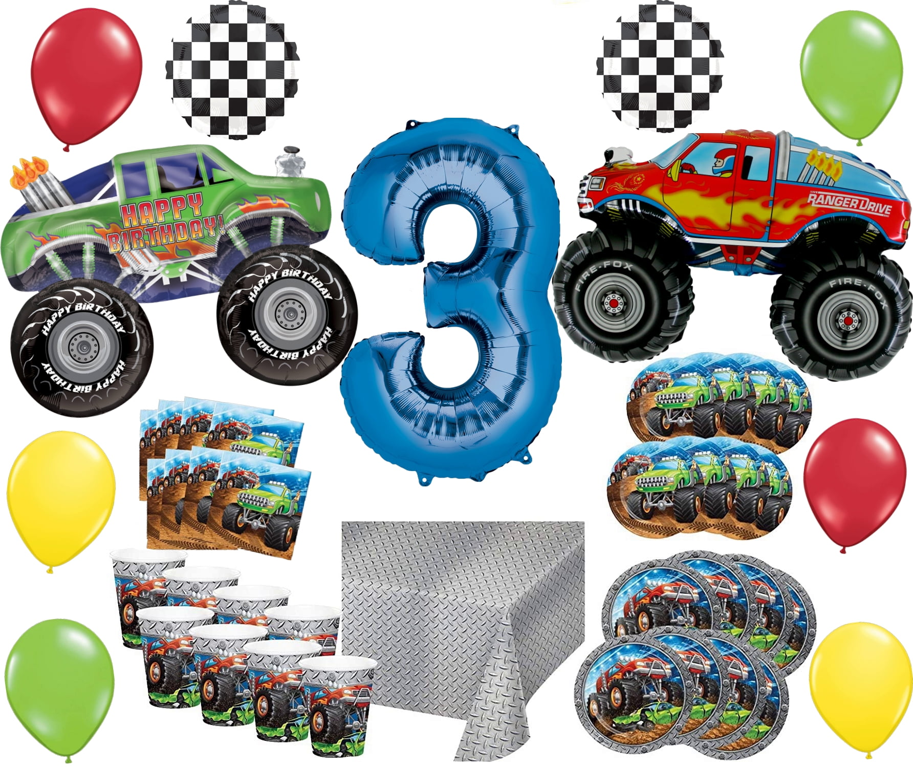 24pcs Monster Truck Big Cars Party Favors Pailles En Plastique