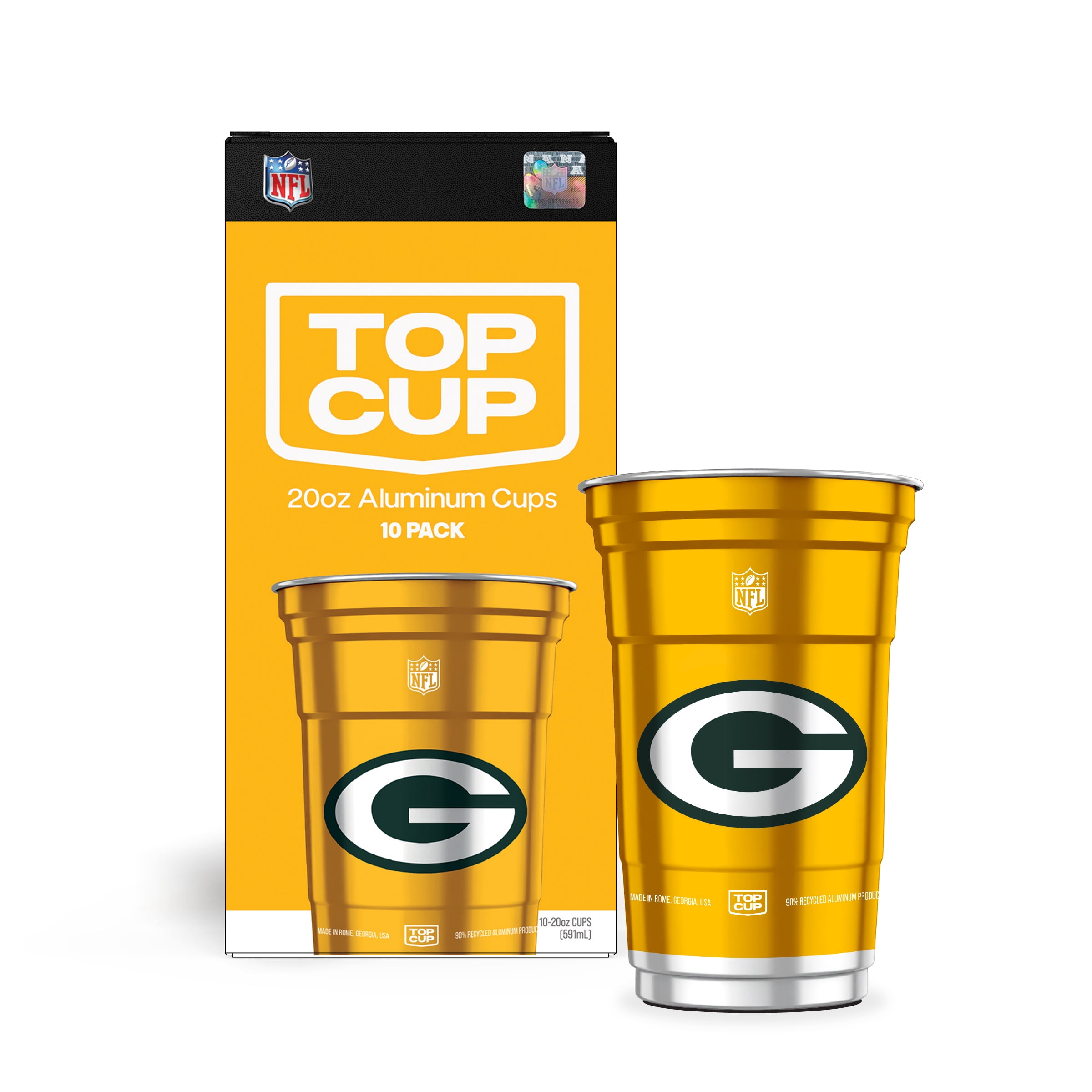 Top Cup NFL Green Bay Packers Aluminum Party Cups, 20oz, 10 count