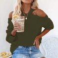 thumbnail image 4 of Women's Solid Color Sexy Off Shoulder Loose Knit Sweater Top for Fall Winter Evening Events,Army Green,L, 4 of 6
