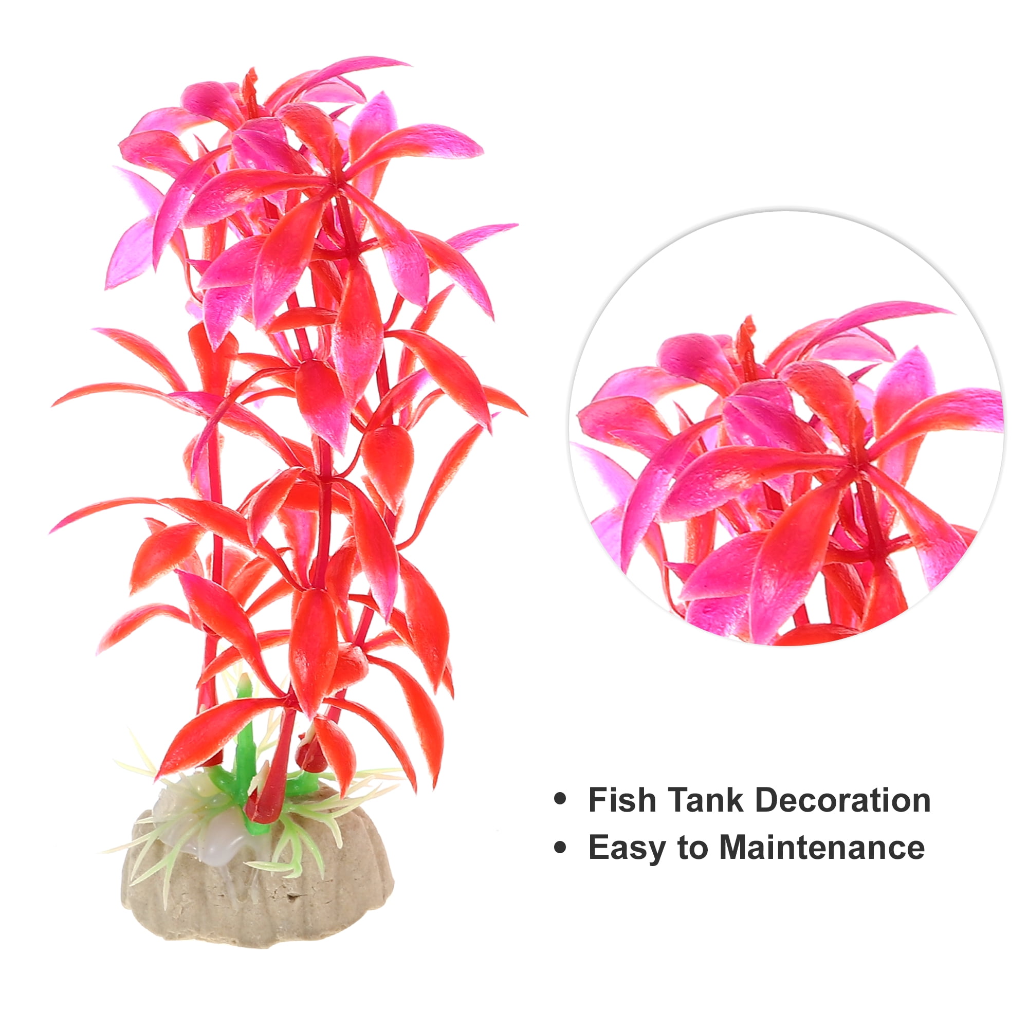 Unique Bargains 10 Pcs Aquarium Plants Decorations Artificial Aquatic Plant Red