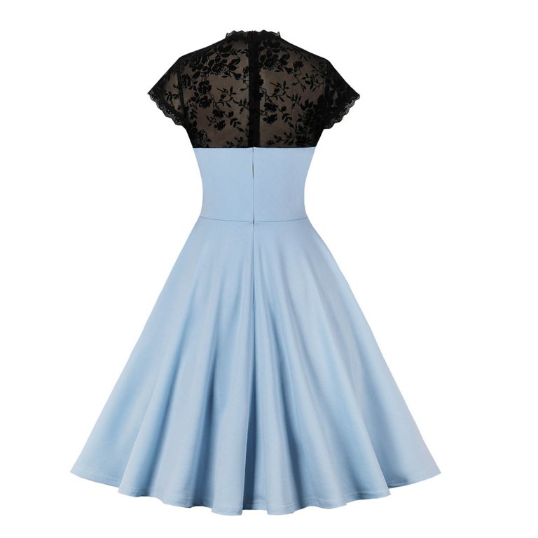 light blue swing dress Harper Swing Dress in Light Blue  Glamour Bunny