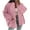 Pink, variant on Oversize Sweatshirt Jackets For Women Loose Fit Button Down Winter Jacket Stand Collar Coats with Pockets