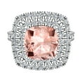 thumbnail image 4 of Cushion Cut Pink Morganite Double Halo Diamond Rings 18K White Gold 3.0 CT TW (G,VS1), 4 of 5
