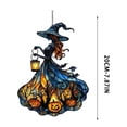 thumbnail image 3 of Liamobondopolis Stained Glass Style Witch Acrylic Hanging Ornament with Pumpkin Bat Lantern Print for Halloween Window Door Wall Decor 7.87 In, 3 of 8