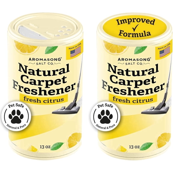 Aromasong Citrus Carpet Deodorizer Powder, 2 Pack, 26 oz, Natural Carpet Freshener, Safe for Pets, Odor Eliminator
