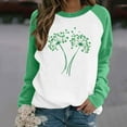 thumbnail image 2 of Women's St Patricks Day Plus Size Sweatshirt Long Sleeve Festival Print Color Block Crewneck Loose Casual Tops (4XL, Green), 2 of 5