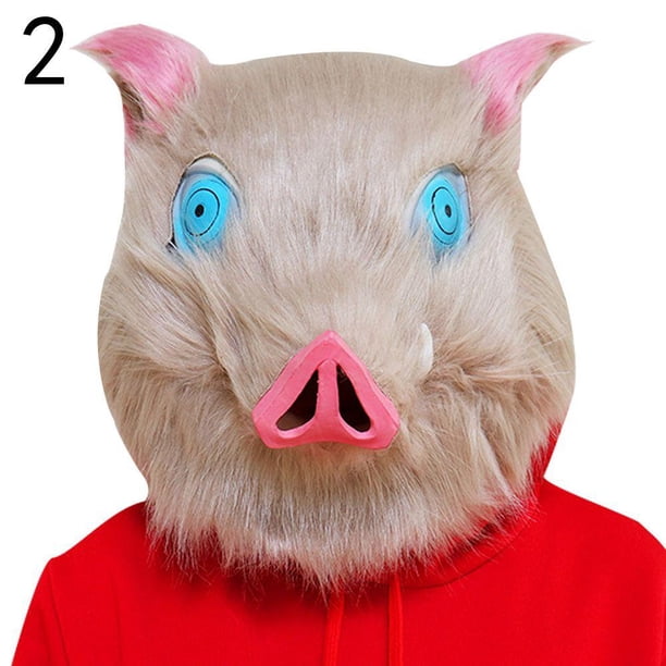 HONEY Nuevo Máscara de Hashibira Accesorios de utilería Accesorio de disfraz de anime Máscaras de pelo de cerdo Carnaval de halloween Asesino de demonios Sombreros Cosplay de Yaiba Casco Inosuke