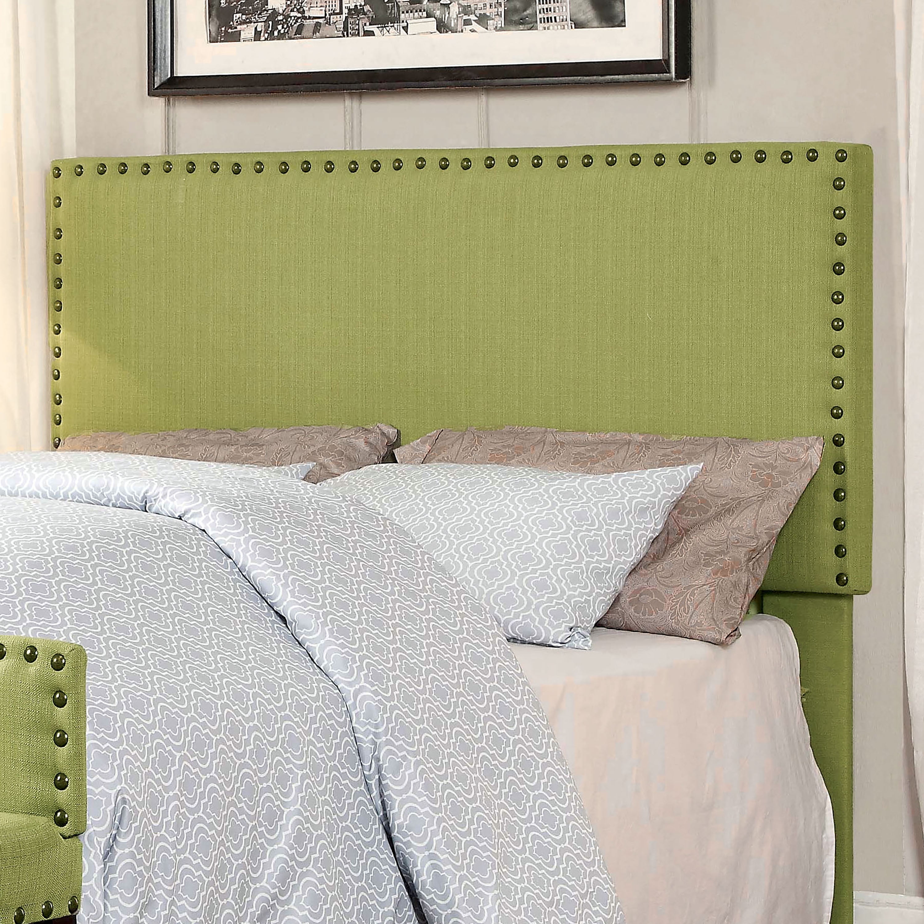 Furniture of America Raleigh Linenlike Fabric Headboard, Full/Queen