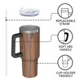 thumbnail image 4 of 40oz Tumbler with Handle and Straw, Vacuum Insulated Stainless Steel Travel Mug, Fits Car Cup Holder, Wood Print, 4 of 6
