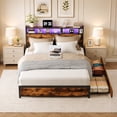 thumbnail image 6 of Ktaxon Full Size Bed Frame with Charging Station & LED Storage Headboard, Metal Platform Bed Frame with 2 Underbed Drawers for bedroom, Vintage Brown, 6 of 8