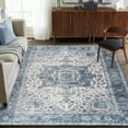 thumbnail image 5 of ReaLife Machine Washable Rug - Stain Resistant, Non-Shed - Eco-Friendly, Padded, Family & Pet Friendly - Made from Premium Recycled Fibers - Vintage Bohemian Medallion - Blue Ivory, 3' x 5', 5 of 6