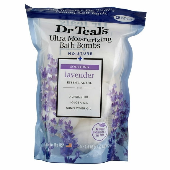Dr Teal's Ultra Moisturizing Bath Bombs, Lavender, 1.6 oz, 5 Ct (2 pack)