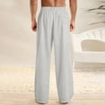 thumbnail image 6 of Mens Linen Pants Casual Elastic Waist Drawstring Lightweight Pant Solid Color Button Daily Thin Trousers with Pockets Gray XL, 6 of 8