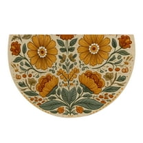 FeiFu Thanksgiving Maple Leaf Pumpkin Half Round Floor Mat Entryway Dirt Proof Door Mat Indoor Rugs Washable Decorative Floor Mat for Kitchen Bathroom Hearth Fireplace