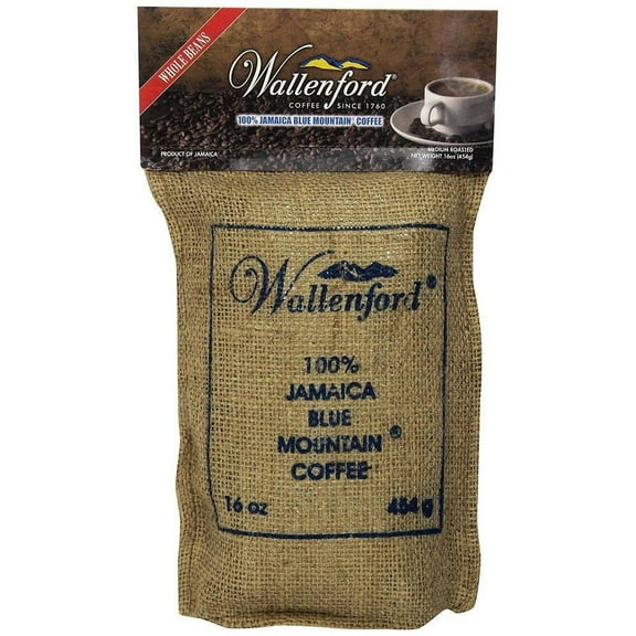 Wallenford Roasted Whole Bean 100% Jamaica Blue Mountain Coffee 16oz (2 Pack)