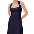 thumbnail image 5 of Summer Midi Dresses for Women Halter Sleeveless Square Neck Dresses Fitted Waist Causal Solid Dress, L, 5 of 7