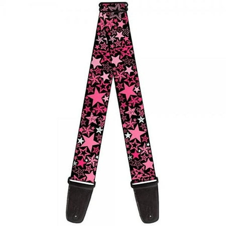2 Inch Polypropylene Guitar Strap - buckle-down 2 inches wide-down guitar strap- stargazer black pink- 2