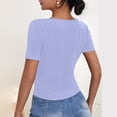 thumbnail image 5 of Hot days, bold styles Olyvenn Women Short Sleeve Deep V Neck Tops Casual Sexy Cut Out Twist Knot Blouse Comfy Solid Shirts Fitted Cotton Tshirt Tee Purple S, 5 of 8