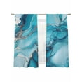 thumbnail image 6 of Turquoise Marble Sheer Curtains for Living Room Bedroom Teal Grey Modern Geometric Sheer Curtains 72 Inch Long 2 Panels Set Light Filtering Curtain Window Treatments Drapes for Dining Room, 6 of 6