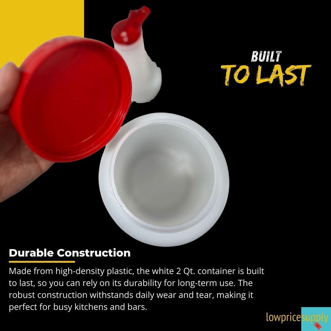 4 PACK - 2 Qt. White Pour Bottle with Red Spout and Cap