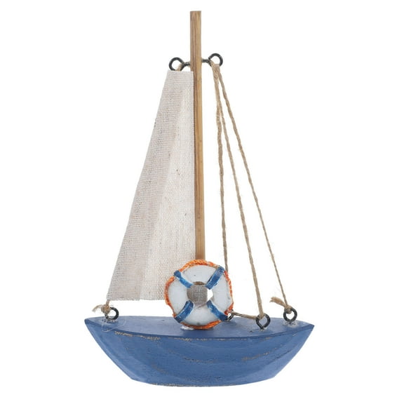 GAXIRE 1 Piece Dark Blue Wooden Sailboat Model Nautical Shelf Decor for present Giving