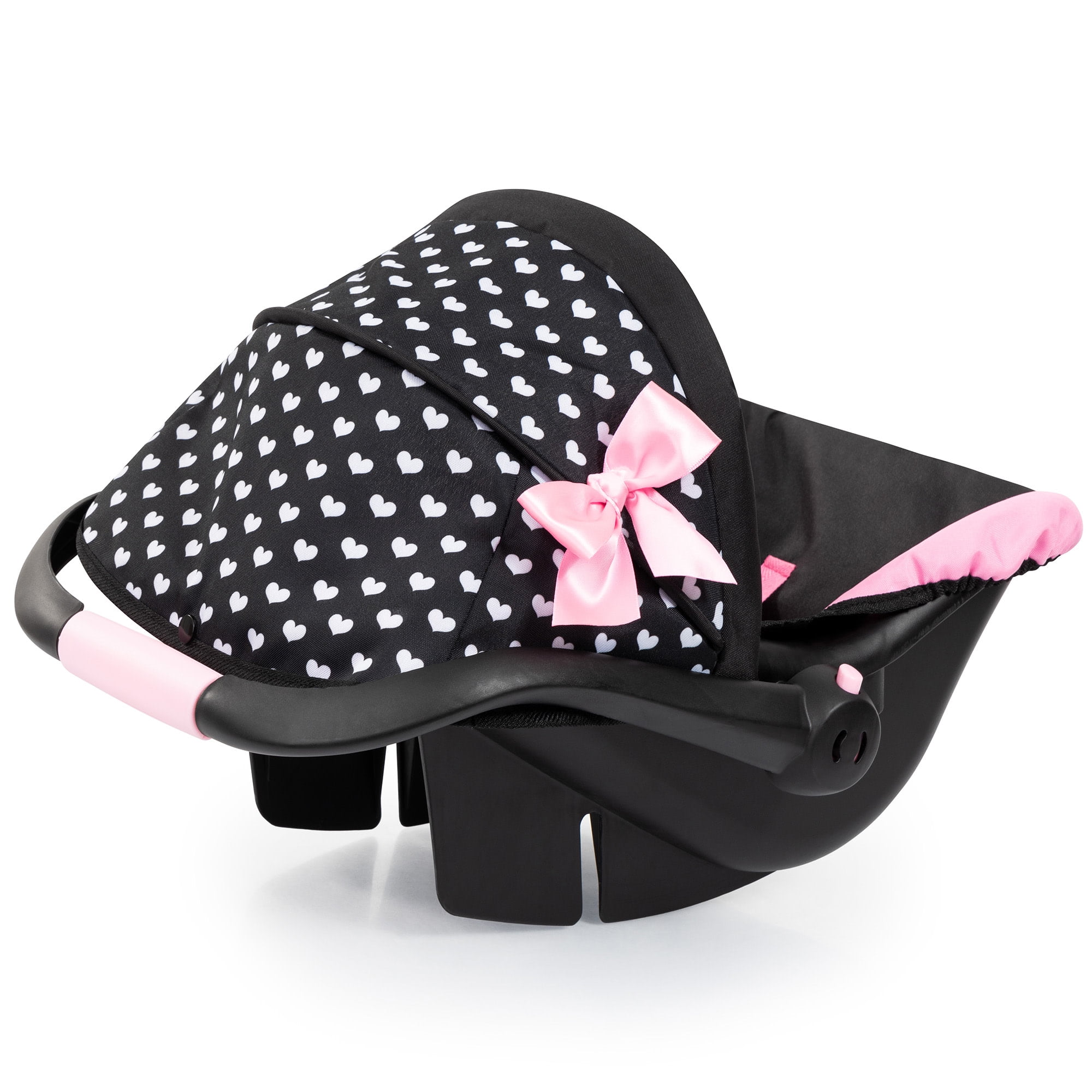 Bayer: Deluxe Car Seat: Hearts Black & Pink - Pretend Play Accessory for Dolls/Plushes Up to 18", Ages 3+, Large | baby dolls | dress up