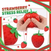 Squeezy Strawberry Squishy Stress Toy, 3.15 Slow Rising Anxiety Relief Fidget Toy Soft Squeezy Strawberry Sensory Toy