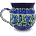 thumbnail image 2 of Polish Pottery Bubble Mug 12oz Polmedia Gentian Wreath Theme UNIKAT Hand Painted in Boleslawiec, Poland + Certificate of Authenticity, 2 of 6