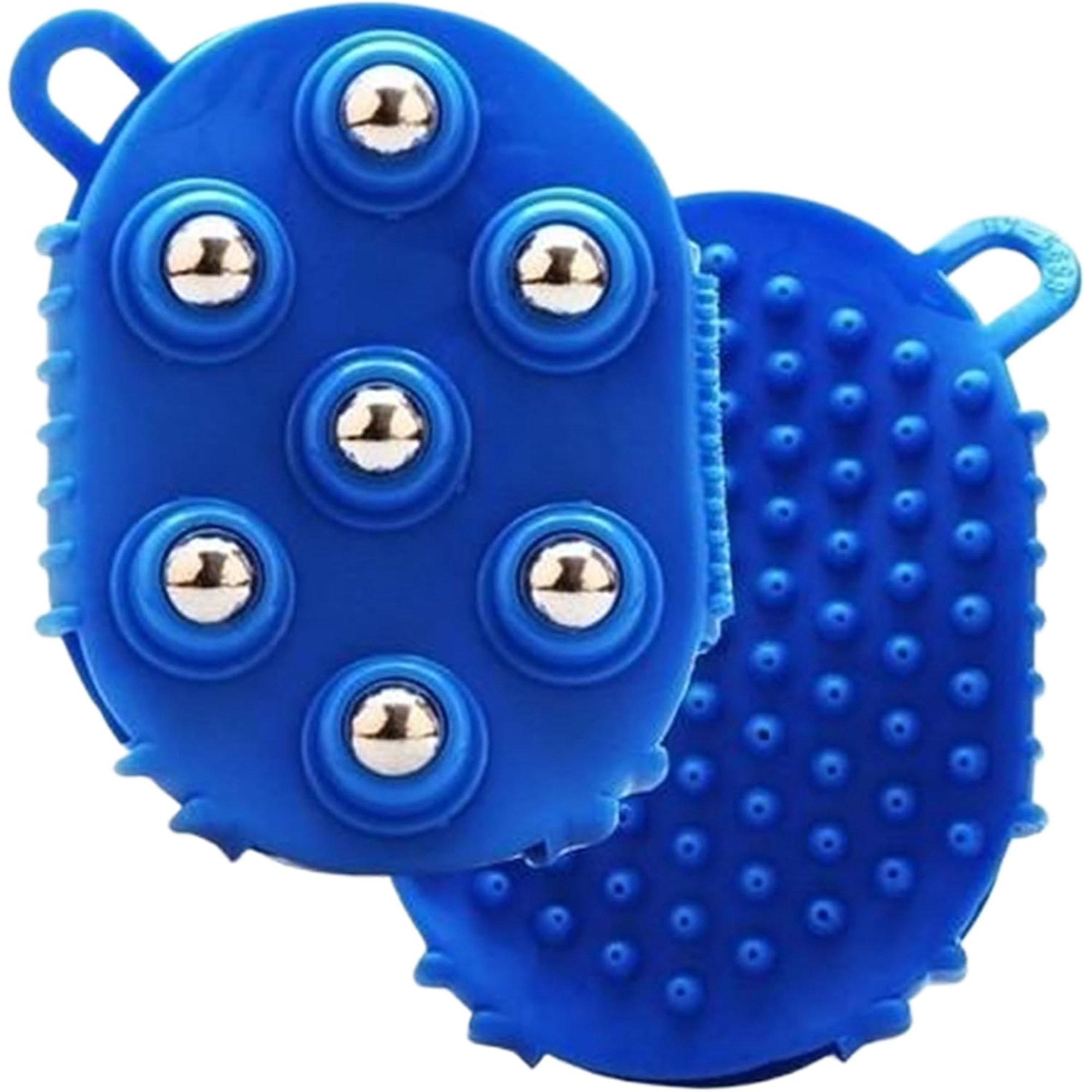 Roller Ball Glove Massager: 2Pcs Handheld Lymphatic Massage Gloves Tool with 360-Degree Roller Balls, Gua Sha Fascia Muscle Release for Face, Neck, Back, Abdomen, Legs & Full Body (Blue)