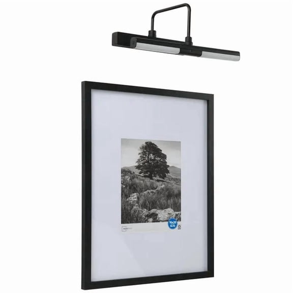 Gallery Frame with Wall Mount Light, Matted for Picture