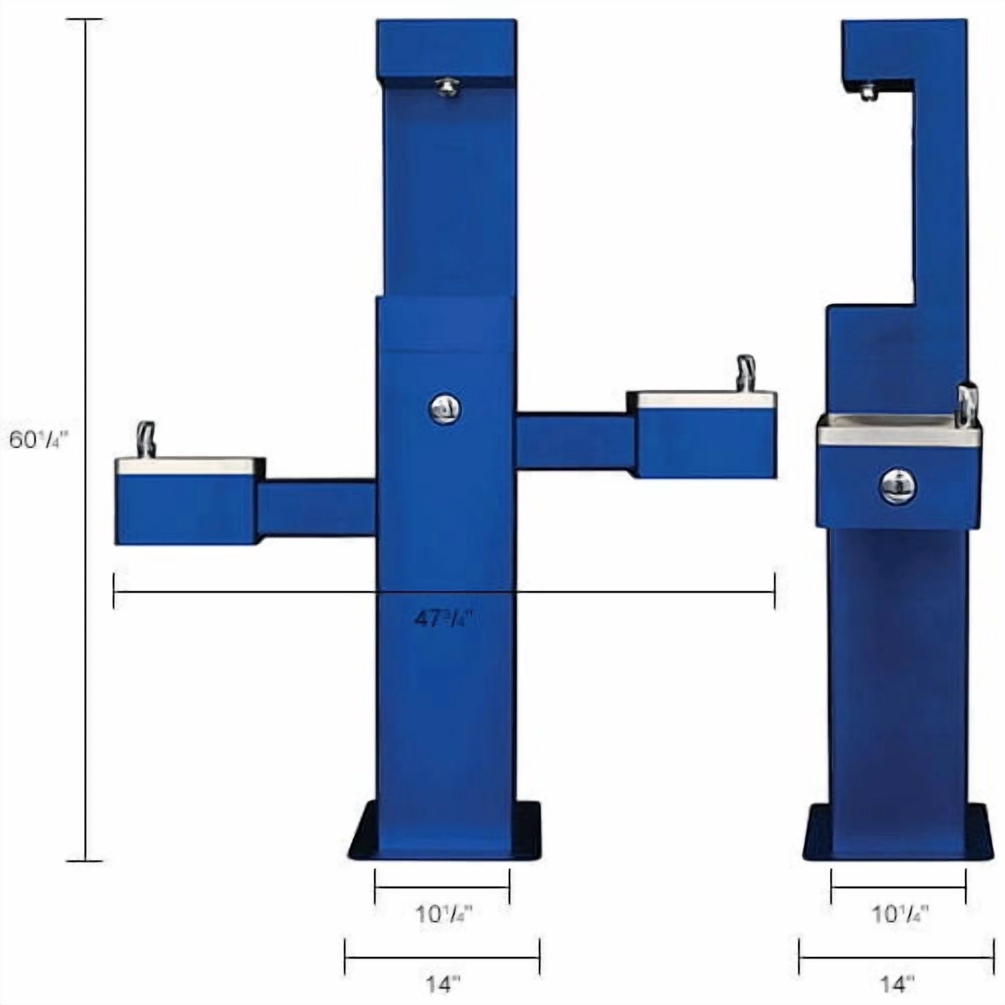 Outdoor Bottle Filling Station & Bi-Level Drinking Fountain, Blue Powder Coat