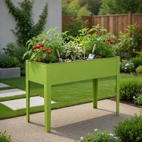 Topcobe 40 x 13 Inch Outdoor Elevated Garden Plant Flower Bed, Raised Beds for Yard Garden, Planters for Outdoor Plants