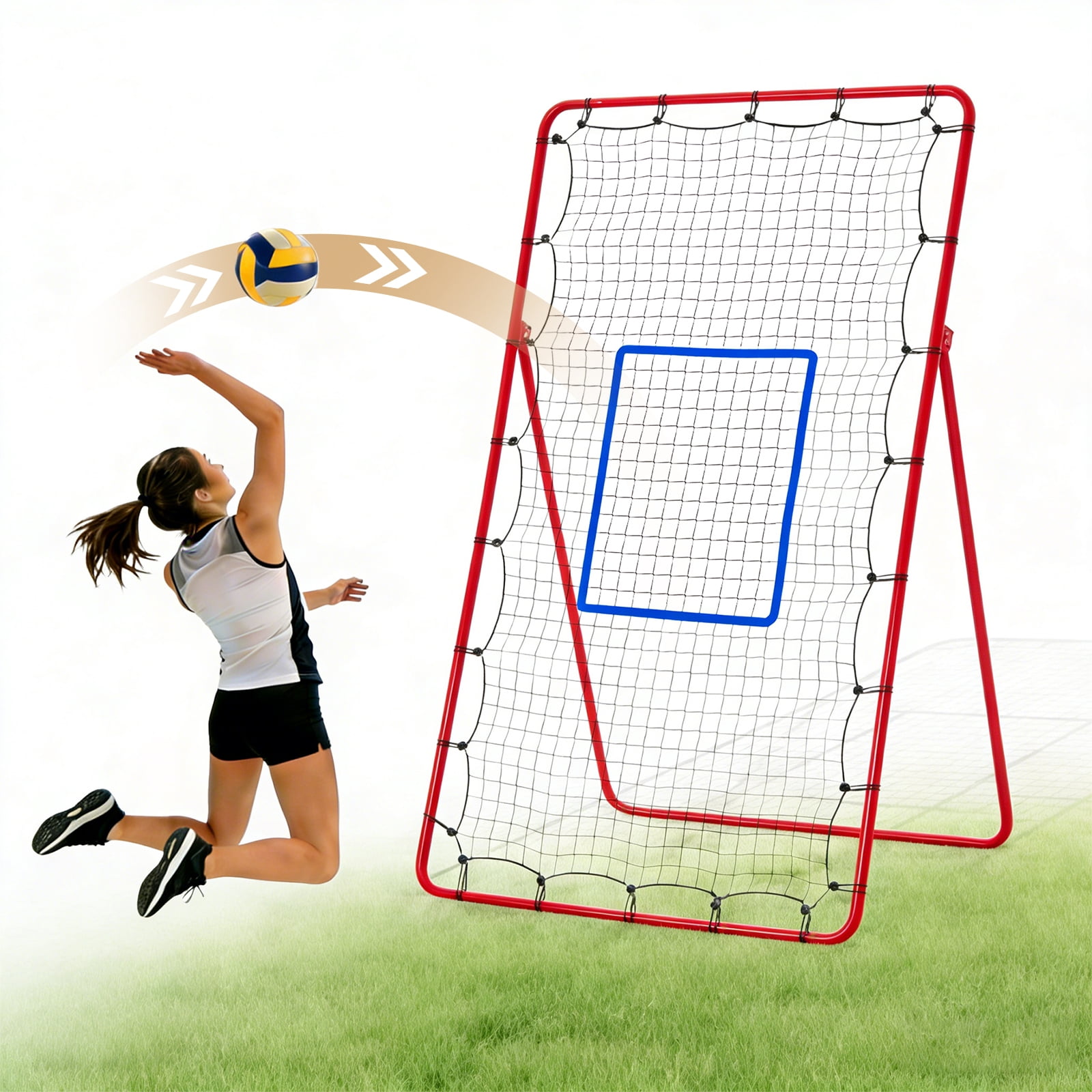 CONCETTA Volleyball Rebounder Net, Adjustable Angle Ball Return Equipment for Indoor Outdoor Use, Durable & Portable with Carry Bag
