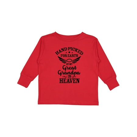 

Inktastic Handpicked for Earth by My Great Grandpa in Heaven Gift Toddler Boy or Toddler Girl Long Sleeve T-Shirt