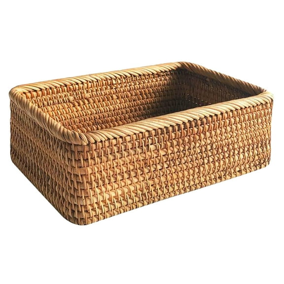 HOMEMAXS Woven Storage Tray Hand-Woven Basket Bread Fruit Food Breakfast Tray Sundries Container