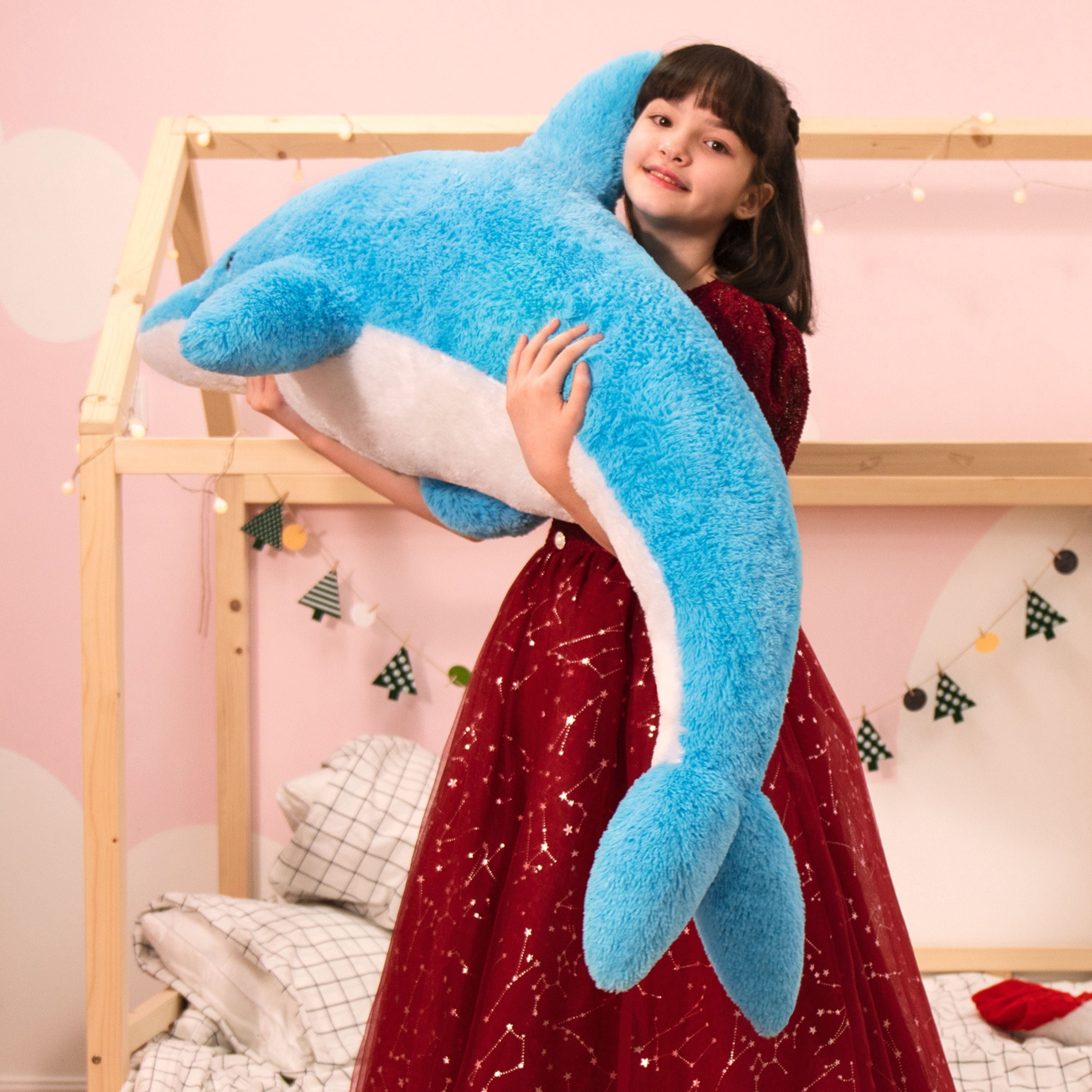 Muiteiur 55" Dolphin Plush Toy Giant Body Pillow Ocean Life Stuffed Animal