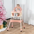 thumbnail image 4 of Baby High Chair, 4 in 1 Foldable Toddler Infant Dining Feeding Highchair with Five-Point Harness Dining Plate & Toy Rack, Pink, 4 of 9