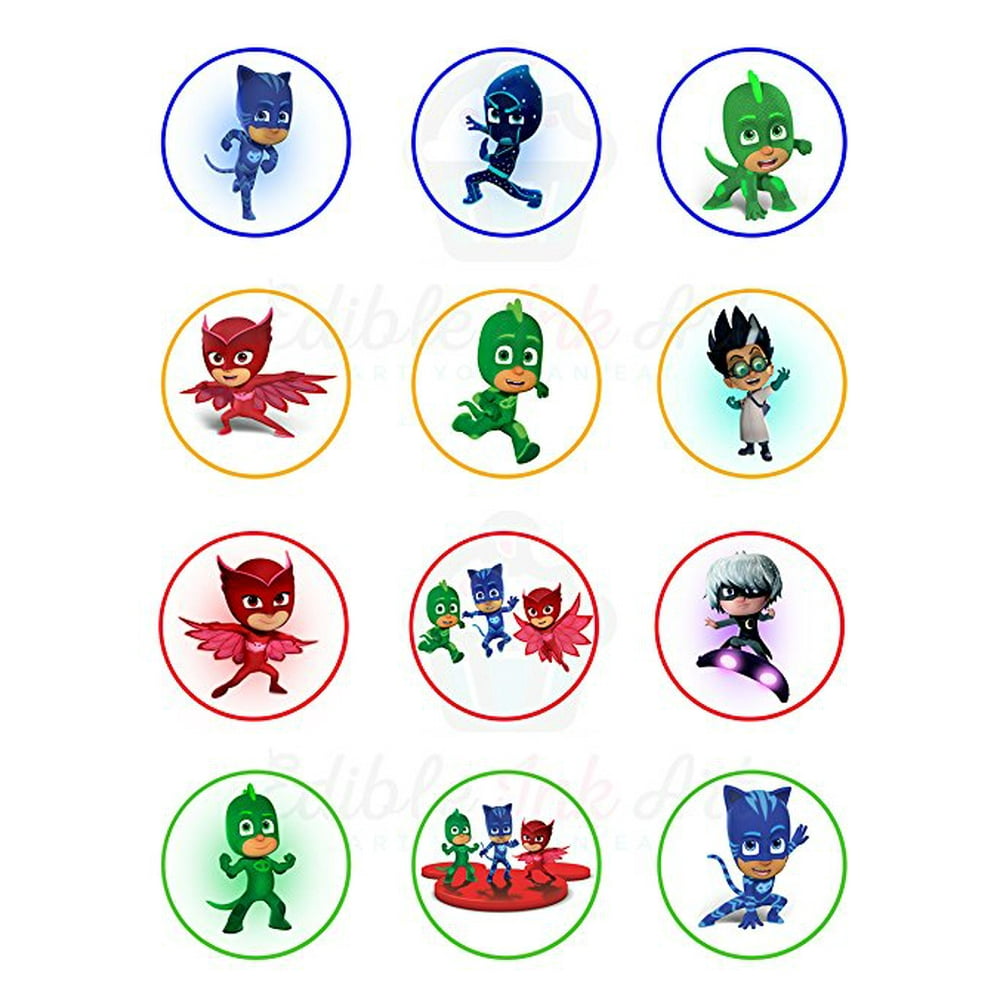 PJ Mask Edible Cupcake Toppers (12 Images) Cake Image