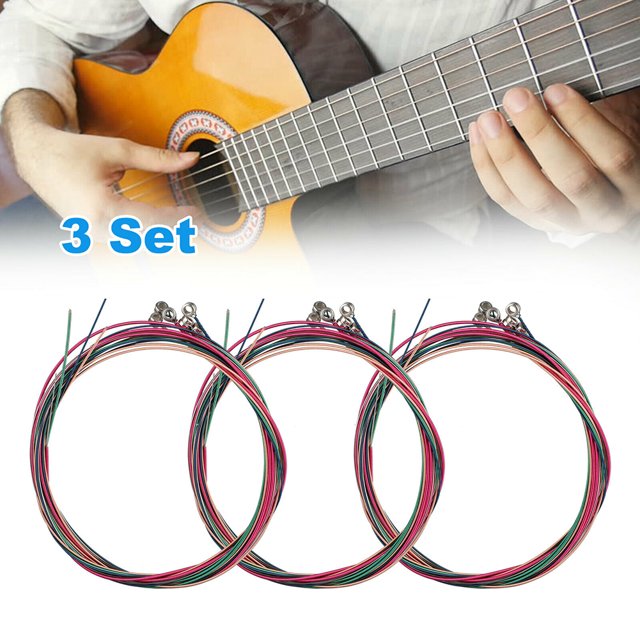 Cordes de Guitare Acoustiques Colorées 6Pcs 1st-6th Cordes en Acier