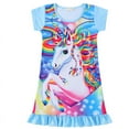 thumbnail image 2 of Jurebecia Nightgowns Unicorn Sleepwear Night Sleep Dress Flutter Sleeve Pajamas Soft Nightgown Blue 110 cm 2-3 Years, 2 of 7
