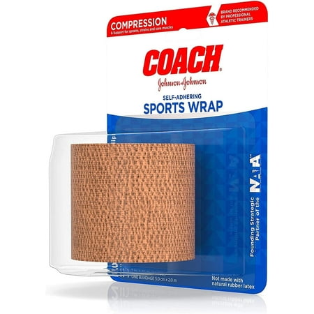 Coach Self-Adhering Elastic Sports Compression Wrap, Elastic Bandage Helps Stabilize for Sprain, Strain & Joint Recovery, Support for Ankle, Wrist & Elbow, 2 in x 2.2 yd, Pack of 1, 1.6 OZ Per Pack