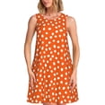 thumbnail image 1 of Balery Dots On Orange Background Vestidos de verano para mujer con estampado: vestido holgado sin mangas, vestido playero informal y cómodo para días calurosos., 1 of 7