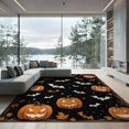 thumbnail image 2 of ODIKA 8'x10' Washable Area Rug Non-Shedding, Easy Care, Pumpkin Spooky Ghost Bat Swarm Vintage Frame Halloween Motif for King Size Bedroom Under Bed, Master Suite, 2 of 7