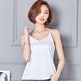 thumbnail image 5 of Baberdicy Camisole Tops for Women, Women Silk Ladies Camisole Bottom Blouse Shirt Soft Satin Tank Top Crop Women's Tanks & Camis White, 5 of 7